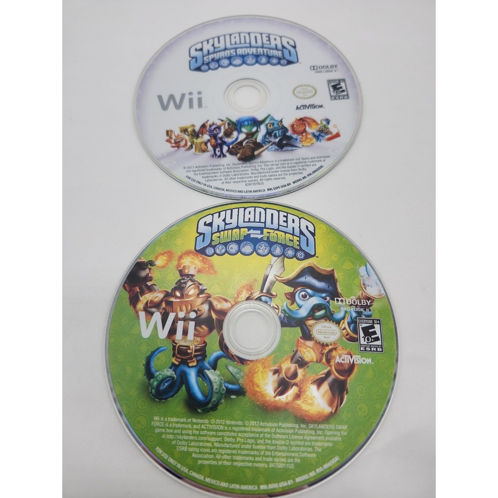 Skylanders Spyro's Adventure & Swap Force Nintendo Wii Game - Discs Only